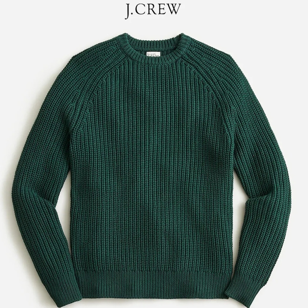 J Crew Heritage cotton shaker-stitch crewneck sweater 100% cotton. Item BI844.